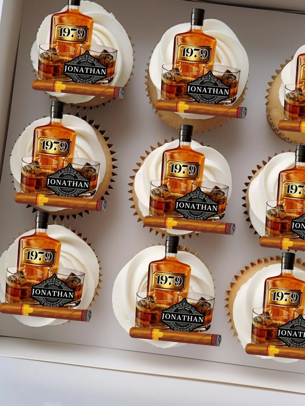Personalized Whiskey Cake Toppers 2.5” | Aged to Perfection Birthday Decor/24PCS